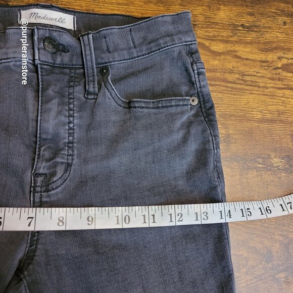 Madewell Jeans 26 Skinny 9" Mid Rise Black Sea Wash Tummy Control Raw Hem - Picture 8 of 12